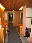 the path to the sauna, on the left are the dressing...err undressing rooms; yes everyone was in the buff inside the sauna