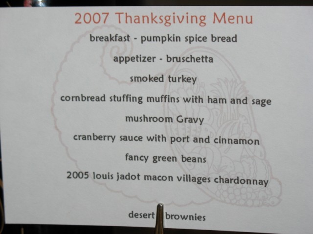 Thanksgiving Menu
