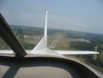looking back at the runway